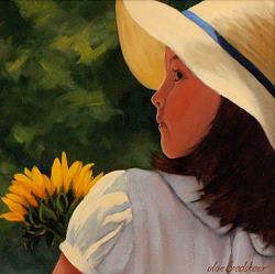 Girl with Sunflower | 11x11 | Oil | Euro 575 