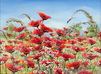 Poppies and Daisies | 12x16 | Oil on Canvas | Euro 300